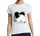 Camiseta Mujer Manga Corta Bull Terrier corazón vintage laTostadora