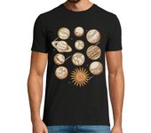 Camiseta Hombre Manga Corta Sistema Solar Vintage Astronauta Espacio laTostadora