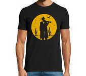 Camiseta Hombre Manga Corta retro vaquero puesta de sol vintage salvaje regalo occidental laTostadora