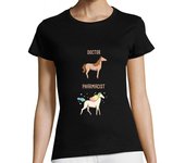 Camiseta Mujer Manga Corta doctor vs farmacéutico unicornio bailan laTostadora