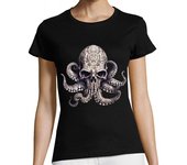 Camiseta Mujer Manga Corta pulpo cráneo enigmático vintage laTostadora