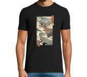 Camiseta Hombre Manga Corta jurassic ukiyo-e 2 camiseta hombre laTostadora