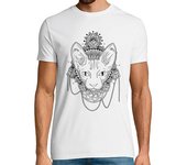 Camiseta Hombre Manga Corta Gato Mandala, camiseta hombre laTostadora