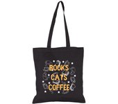 Bolsa De Tela Books, cats, coffee black laTostadora