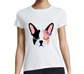 Camiseta Mujer Manga Corta Bulldog francés chica laTostadora