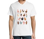 Camiseta Hombre Cuello Pico vibraciones de pollo vintage de moda em laTostadora
