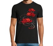 Camiseta Hombre Manga Corta rosas amor noble esqueleto oculto flor laTostadora
