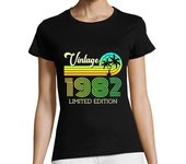 Camiseta Mujer Manga Corta vintage 1982 edición limitada verde laTostadora