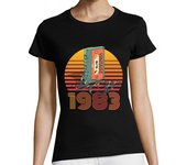 Camiseta Mujer Manga Corta casete de audio vintage 1983 laTostadora