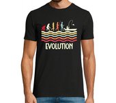 Camiseta Hombre Manga Corta Vintage Pesca Evolution Pescador laTostadora
