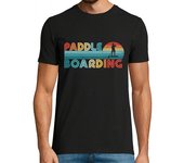Camiseta Hombre Manga Corta paddleboarding retro stand up paddle laTostadora