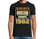 Camiseta Hombre Manga Corta 1982 retro cumpleaños música en cassett laTostadora