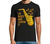 Camiseta Hombre Manga Corta Saxofón I Am Saxy Música Orquesta Músico De Jazz laTostadora