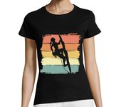 Camiseta Mujer Manga Corta escalada mujer retro laTostadora