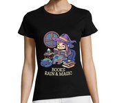 Camiseta Mujer Manga Corta Libros Lluvia y Magia de Otoño laTostadora