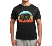 Camiseta Hombre Deportiva Puesta De Sol Vintage Caravana Camper Camping Naturaleza Aventura laTostadora