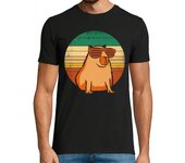 Camiseta Hombre Manga Corta carpincho retro con gafas de sol vintag laTostadora