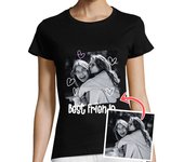 Camiseta Mujer Manga Corta camiseta best friends foto texto personalizable laTostadora