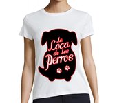 Camiseta Mujer Manga Corta La Loca de los Perros - fondo negro laTostadora