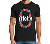 Camiseta Hombre Manga Corta aloha hawaii surf retro atardecer laTostadora