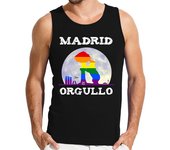 Camiseta Hombre Sin Mangas cam negra sin mangas hombre Skyline Madrid bandera orgullo LGTBI laTostadora