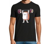 Camiseta Hombre Manga Corta sushi levantamiento de pesas culturismo laTostadora