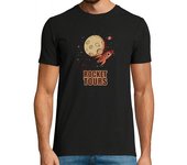 Camiseta Hombre Manga Corta cohete espacial retro vintage laTostadora