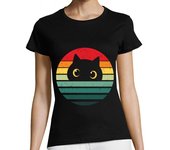 Camiseta Mujer Manga Corta diseño de gato vintage laTostadora