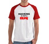 Camiseta Hombre Estilo Béisbol Camiseta mangas color "Hacking is not a crime", color mangas a elegir laTostadora