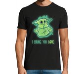 Camiseta Hombre Manga Corta I bring you LOVE - Baby Yoda Mandalorian Simpsons laTostadora