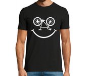 Camiseta Hombre Manga Corta Sonrisa Bicicleta Smiley Ciclismo Deporte Humor Ciclista laTostadora
