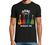 Camiseta Hombre Manga Corta el hogar es donde están mis ukeleles laTostadora