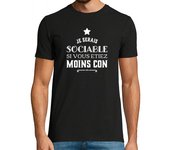 Camiseta Hombre Manga Corta Seria sociable si humor menos estupido laTostadora