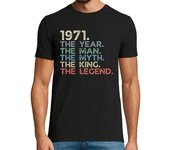 Camiseta Hombre Manga Corta vintage 1971 el año hombre mito rey laTostadora