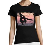 Camiseta Mujer Manga Corta gimnasta suelo gimnasia rítmica retro laTostadora