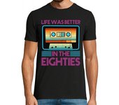 Camiseta Hombre Manga Corta cassette 80 retro ochenta música laTostadora