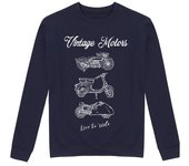 Sudadera Sin Capucha Unisex Motos. Vintage Motors. Blanco sf laTostadora