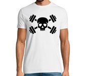 Camiseta Hombre Manga Corta atravesado el cráneo pesas laTostadora