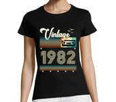 Camiseta Mujer Manga Corta casete de estilo retro vintage 1982 laTostadora