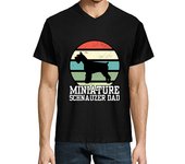 Camiseta Hombre Cuello Pico schnauzer miniatura papá yo retro mini laTostadora