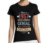 Camiseta Mujer Manga Corta Made in 1957 Absolutamente genial laTostadora