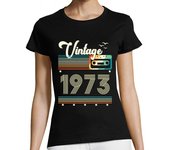 Camiseta Mujer Manga Corta casete de estilo retro vintage 1973 laTostadora