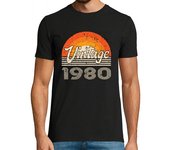 Camiseta Hombre Manga Corta vendimia 1980 cumpleaños retro laTostadora