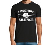 Camiseta Hombre Manga Corta destruyo el silencio retro tambores laTostadora