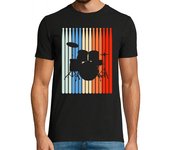 Camiseta Hombre Manga Corta batería retro baquetas laTostadora