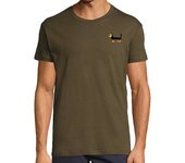 Camiseta Hombre Manga Corta Hombre, estilo retro, chocolate y azul cielo laTostadora