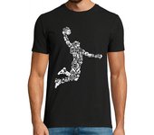 Camiseta Hombre Manga Corta Silueta Jugador De Baloncesto Collage NBA Basketball Deporte laTostadora
