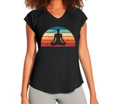 Camiseta Mujer Deportiva retro meditación puesta de sol vintage laTostadora