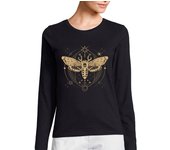 Camiseta Mujer Manga Larga polilla oculta estética insecto geometr laTostadora