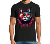Camiseta Hombre Manga Corta genial gato retro cyberpunk laTostadora